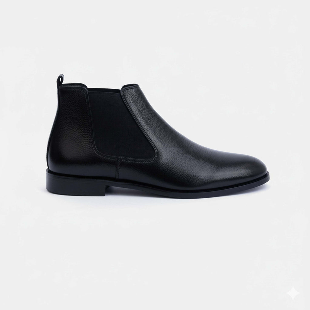 Artisan Heritage Chelsea - Black Leather Shoes for Men, Handcrafted Genuine Leather