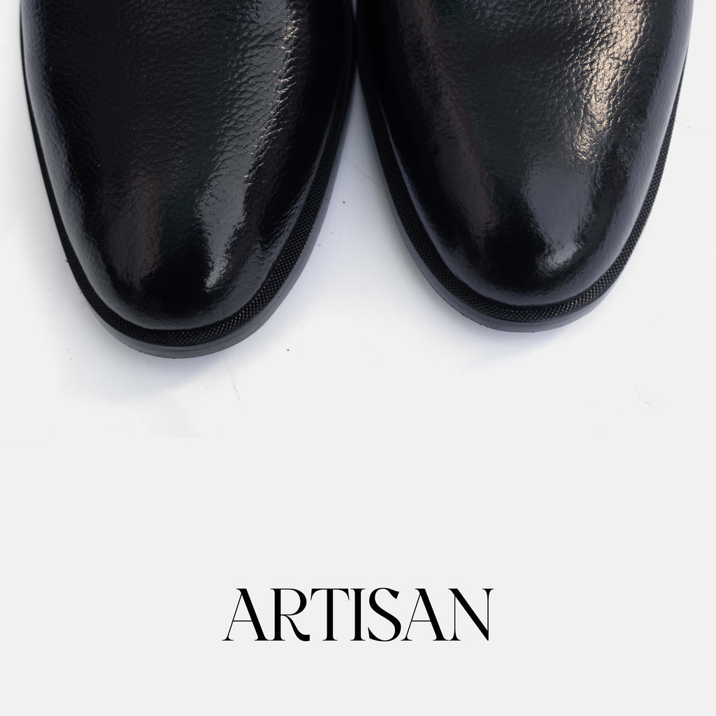 Artisan Heritage Chelsea - Black Leather Shoes for Men, Handcrafted Genuine Leather