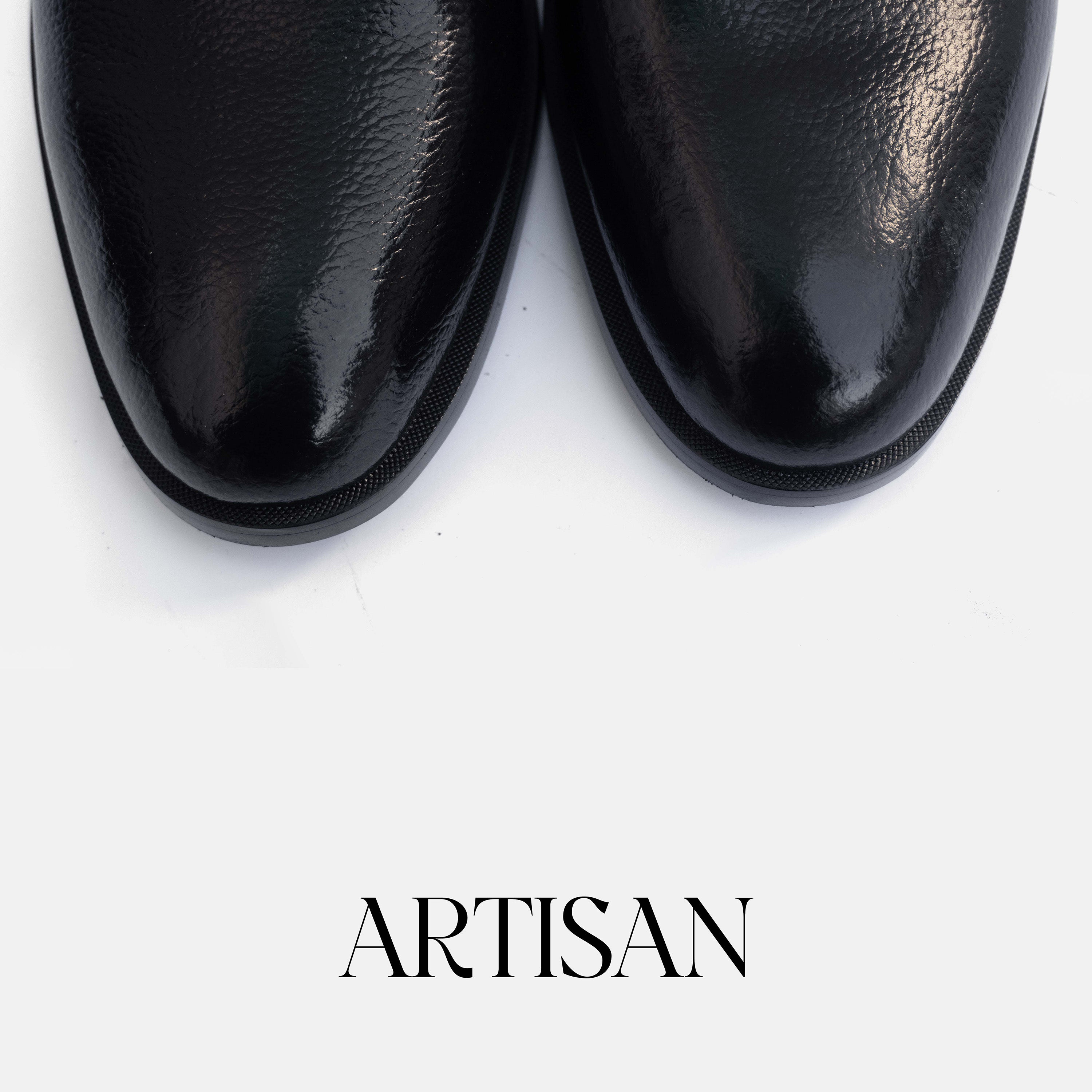Artisan Heritage Chelsea - Black Leather Shoes for Men, Handcrafted Genuine Leather