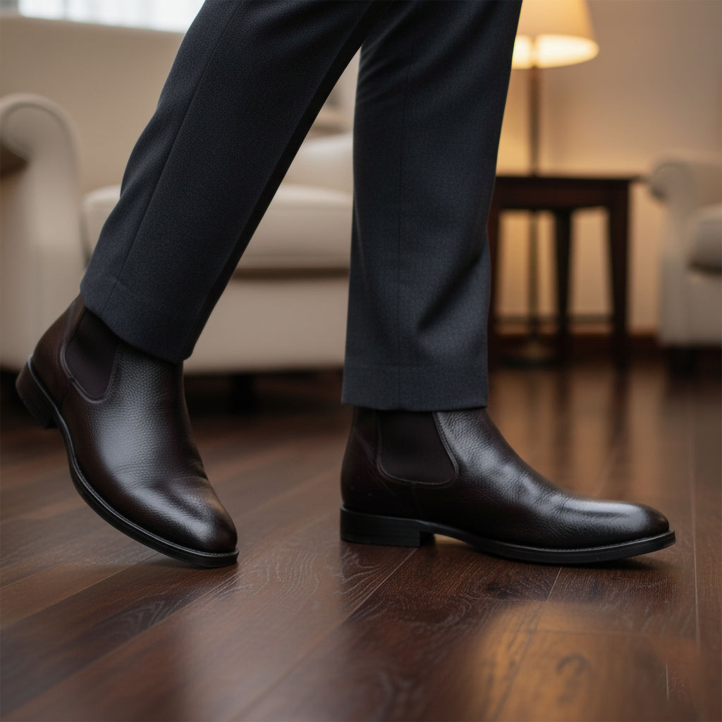 Artisan Heritage Chelsea - Dark Brown Leather Shoes for Men, Handcrafted Genuine Leather