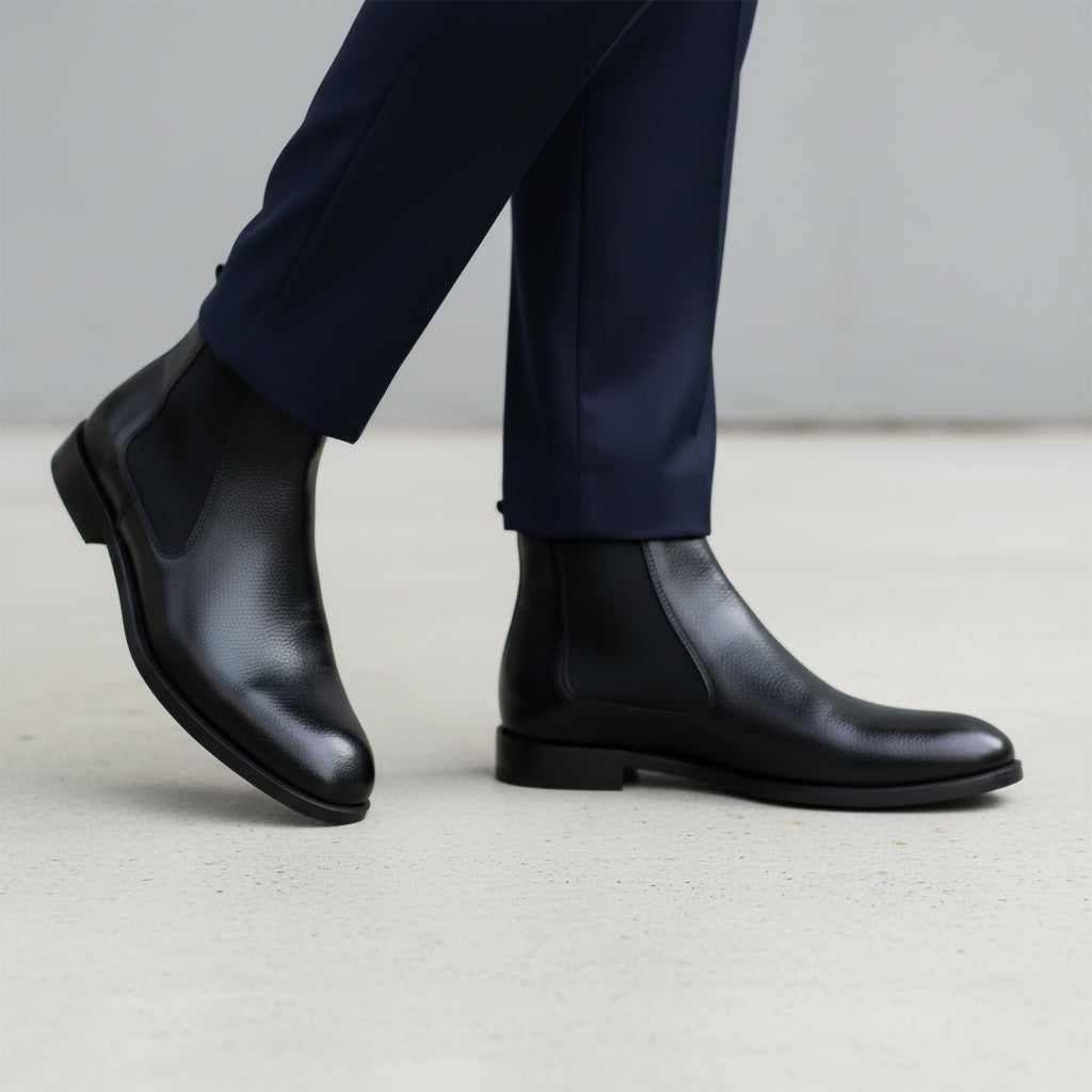 Artisan Heritage Chelsea - Black Leather Shoes for Men, Handcrafted Genuine Leather
