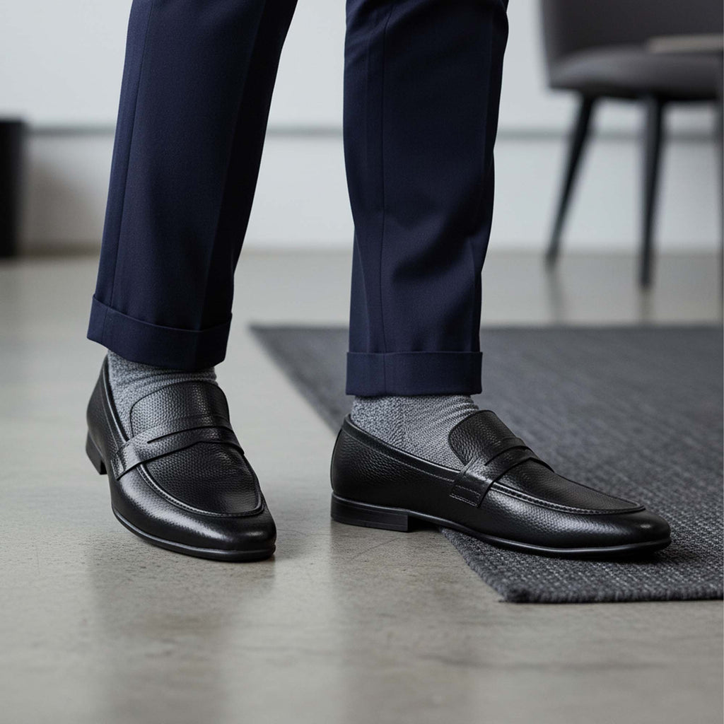 Artisan Pocket Loafer – Black Handcrafted Foldable Leather Loafers for Men - Travel & Daily Wear Shoes